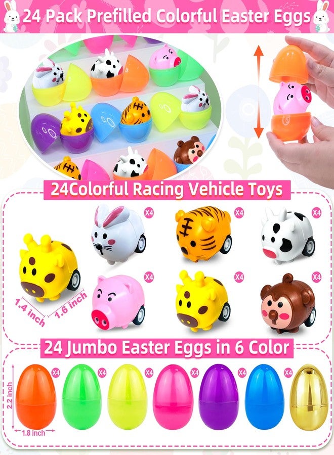 AMENON [1 Golden Egg]24Pack Prefilled Easter Eggs with Animals Pull Back Cars Toys Bunny Vehicle Plastic Surprise Eggs Kids Boys Girls Toddlers Easter Basket Stuffers Fillers Easter Eggs Hunt Party Favor - Image 2
